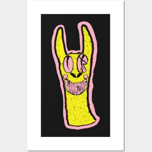 UR LLAMAZING You Are Amazing Smiling Llama Face word art Pink Version Posters and Art